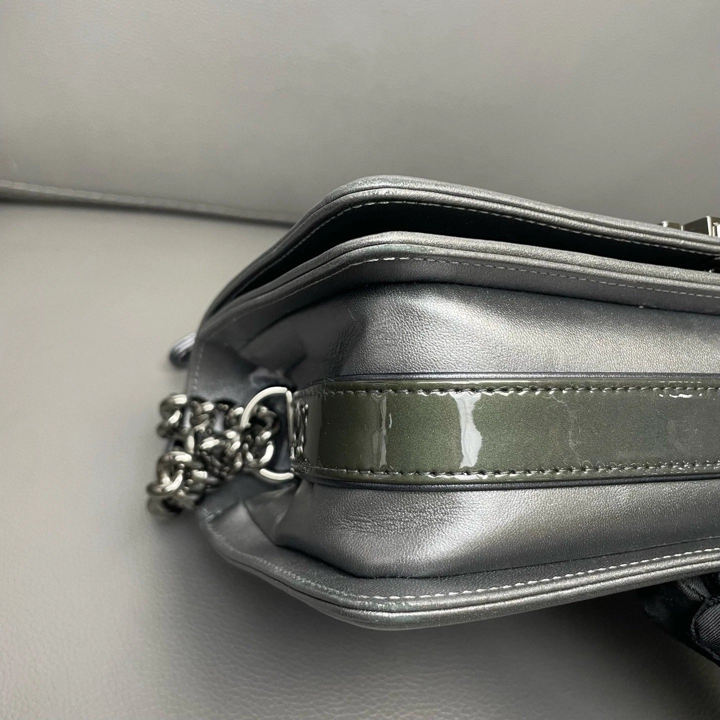 CHANEL Medium Leboy Woven Flap Silver Shoulder Crossbody Women