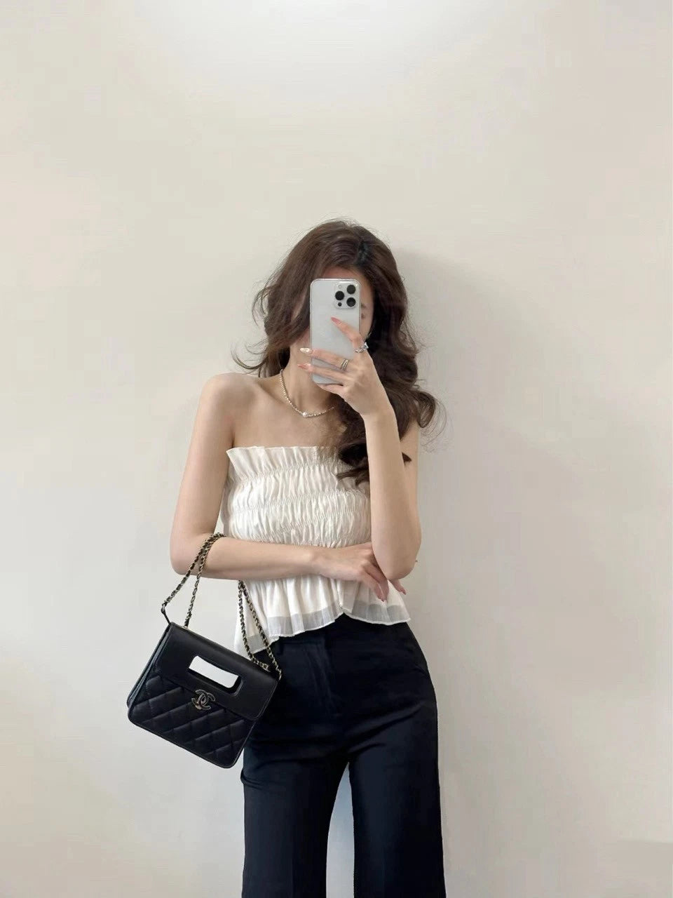 CHANEL Small Black Calfskin Gold Hardware Briefcase Crossbody For Women