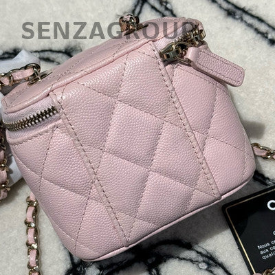 Chanel Pink Gold Hardware Calfskin Vanity Case Chain Shoulder Crossbody Bag