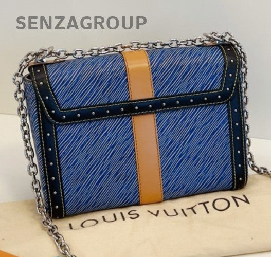 Louis Vuitton Twist PM Chain Epi Shoulder Bag Crossbody Blue Silver Women