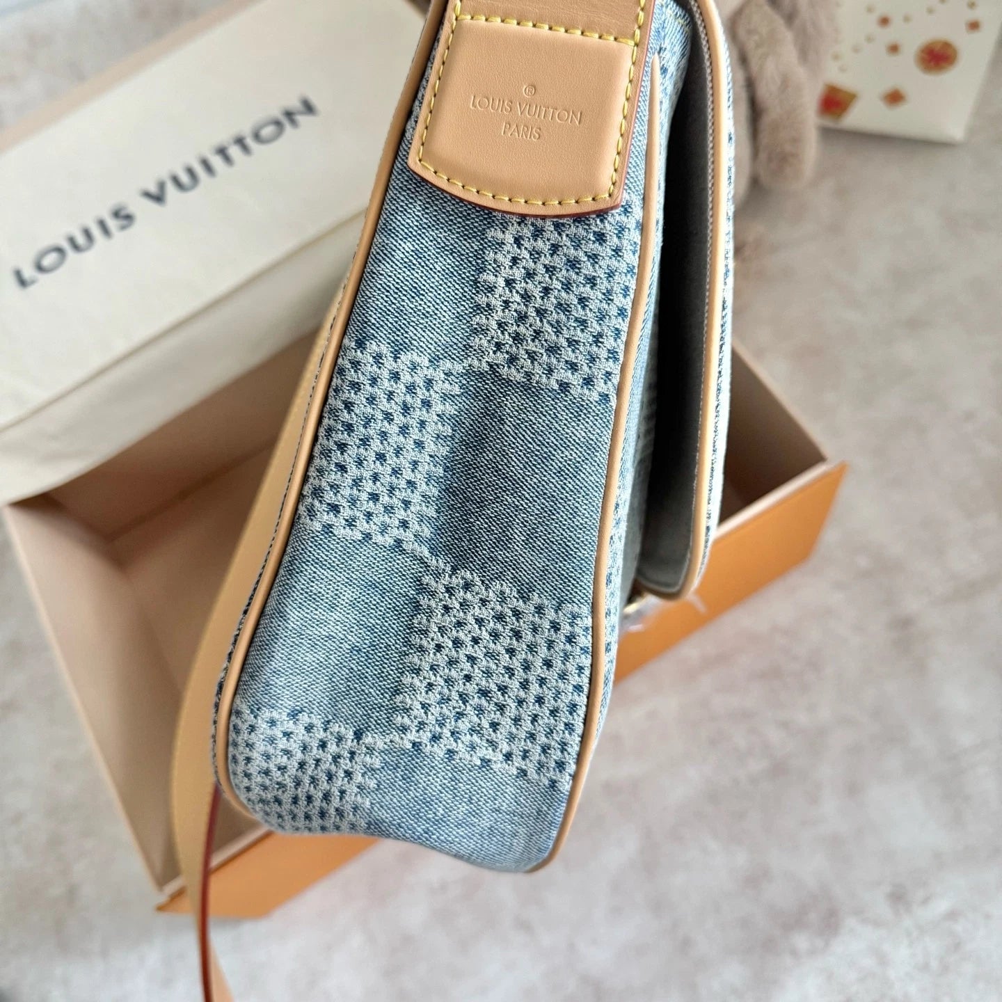 New Louis Vuitton Denim Checkerboard Messenger Bag For Women
