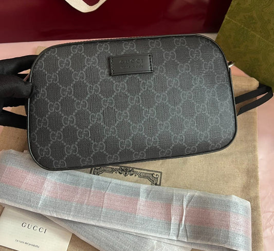 GUCCI Camera bag Black Monogram Tiger Head Canvas Crossbody bag Brand NEW