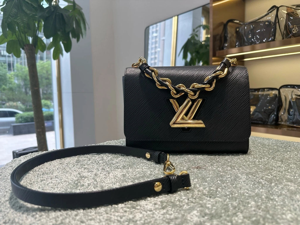 Louis Vuitton Twist Medium Black Epi Crossbody Shoulder Bag For Women