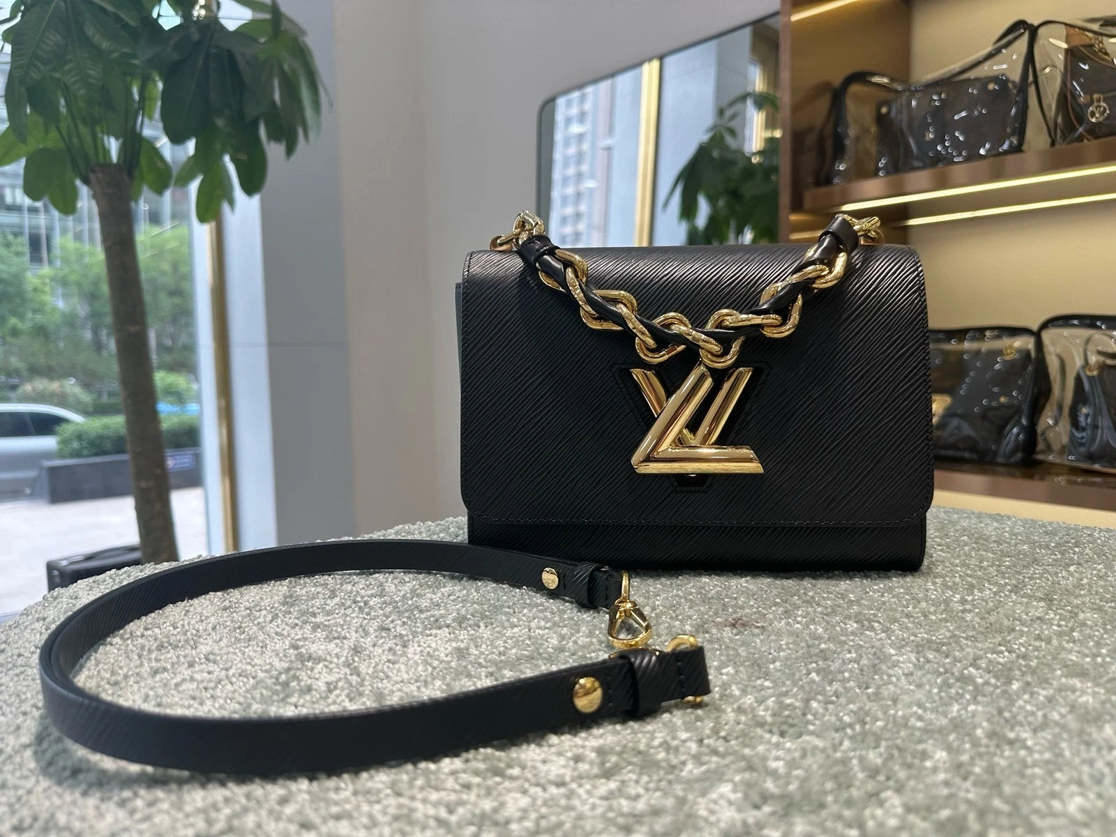 Louis Vuitton Twist Medium Black Epi Crossbody Shoulder Bag For Women