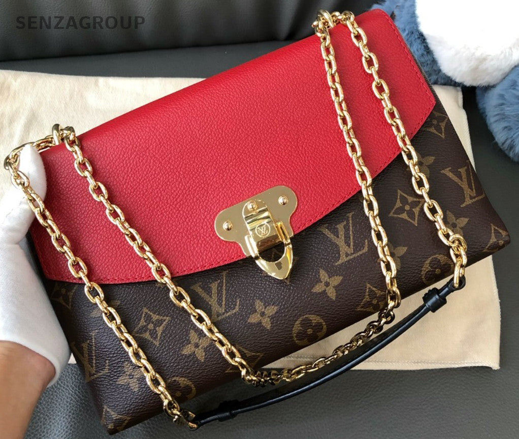 Louis Vuitton Saint Placide Chain Monogram Shoulder bag Brown Red Women