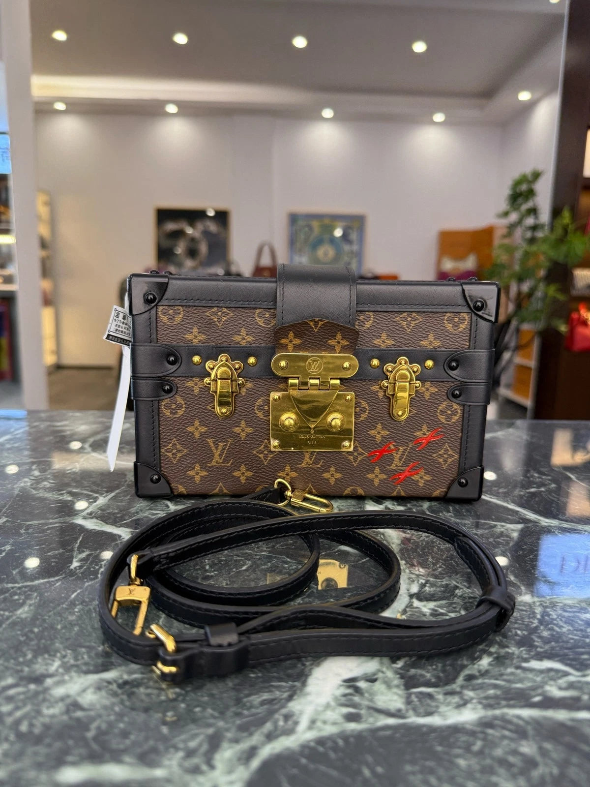 Louis Vuitton Petite Malle Canvas Crossbody Clutch Bag For Women