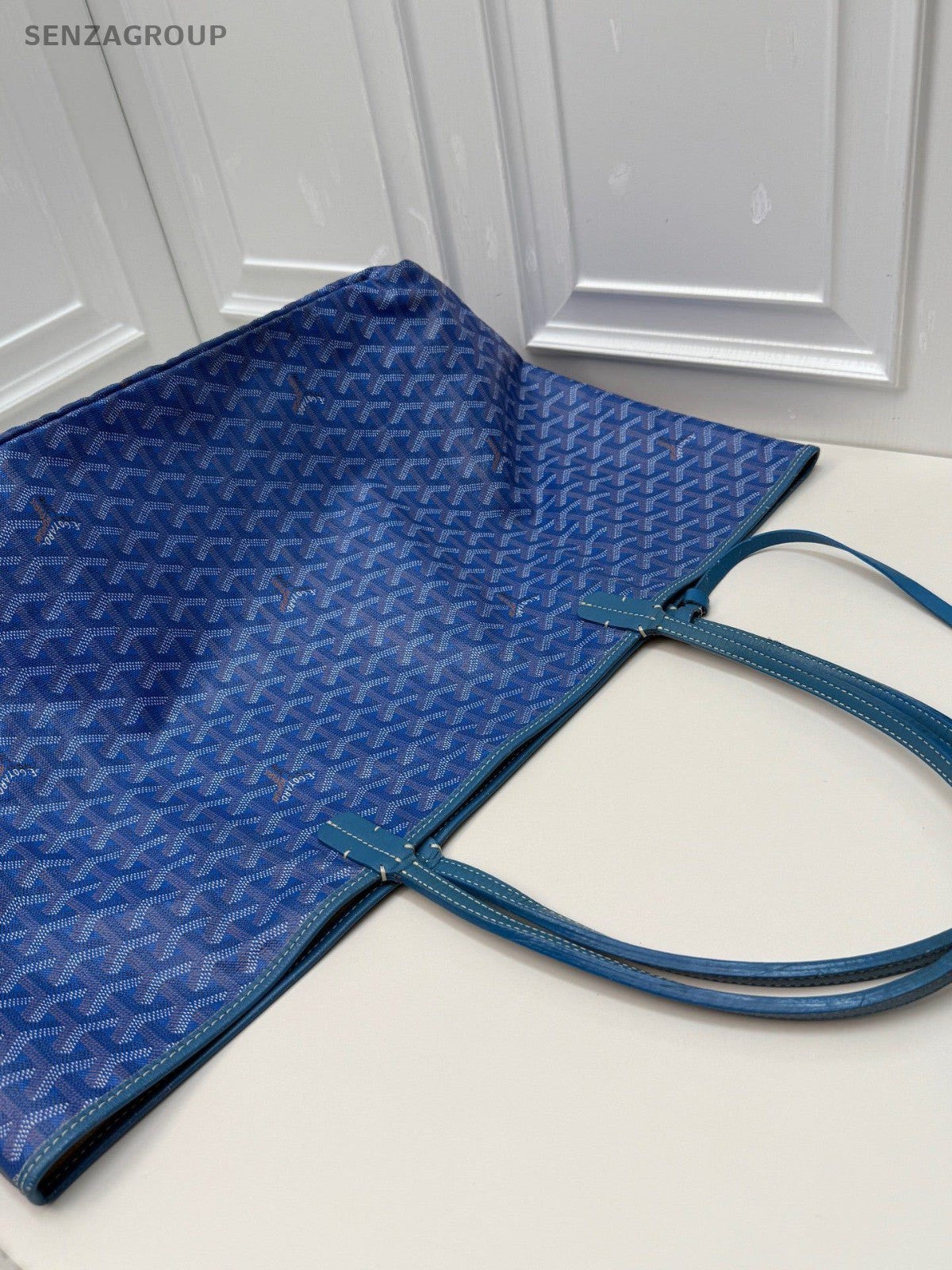 GOYARD Saint Louis Monogram Canvas Tote Shoulder Bag Women Blue