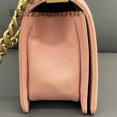 Chanel Le Boy Medium Pink Gold Hardware Calfskin Shoulder Chain Bag