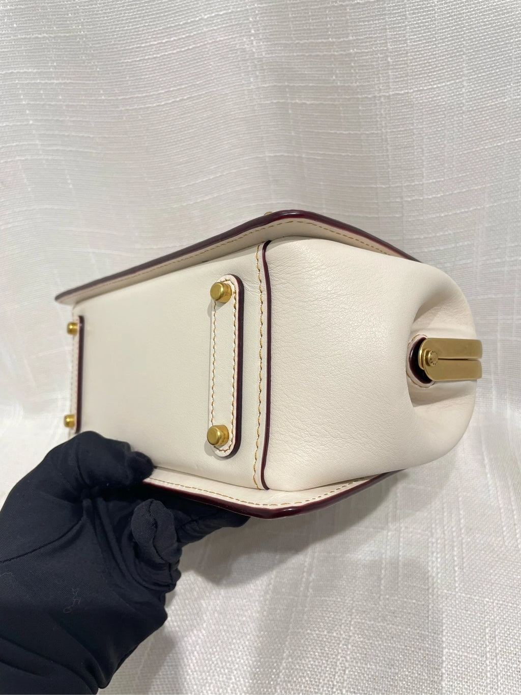 Coach Brown Beige Logo Print Top Handle Crossbody For Women