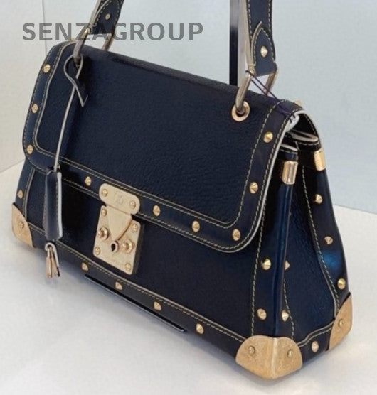 Louis Vuitton Suhali Lambskin Shoulder Bag Black Gold Women Classic Vintage