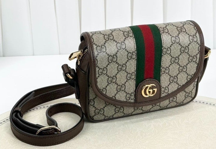 GUCCI Ophidia GG Supreme Canvas 2ways Shoulder Crossbody Bag Brown Women