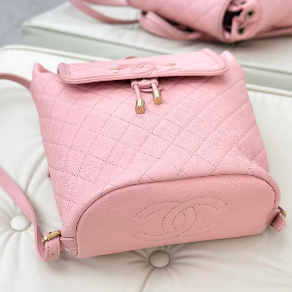 Chanel Vanity Case PM Calfskin Backpack Pink Gold Hardware Women S