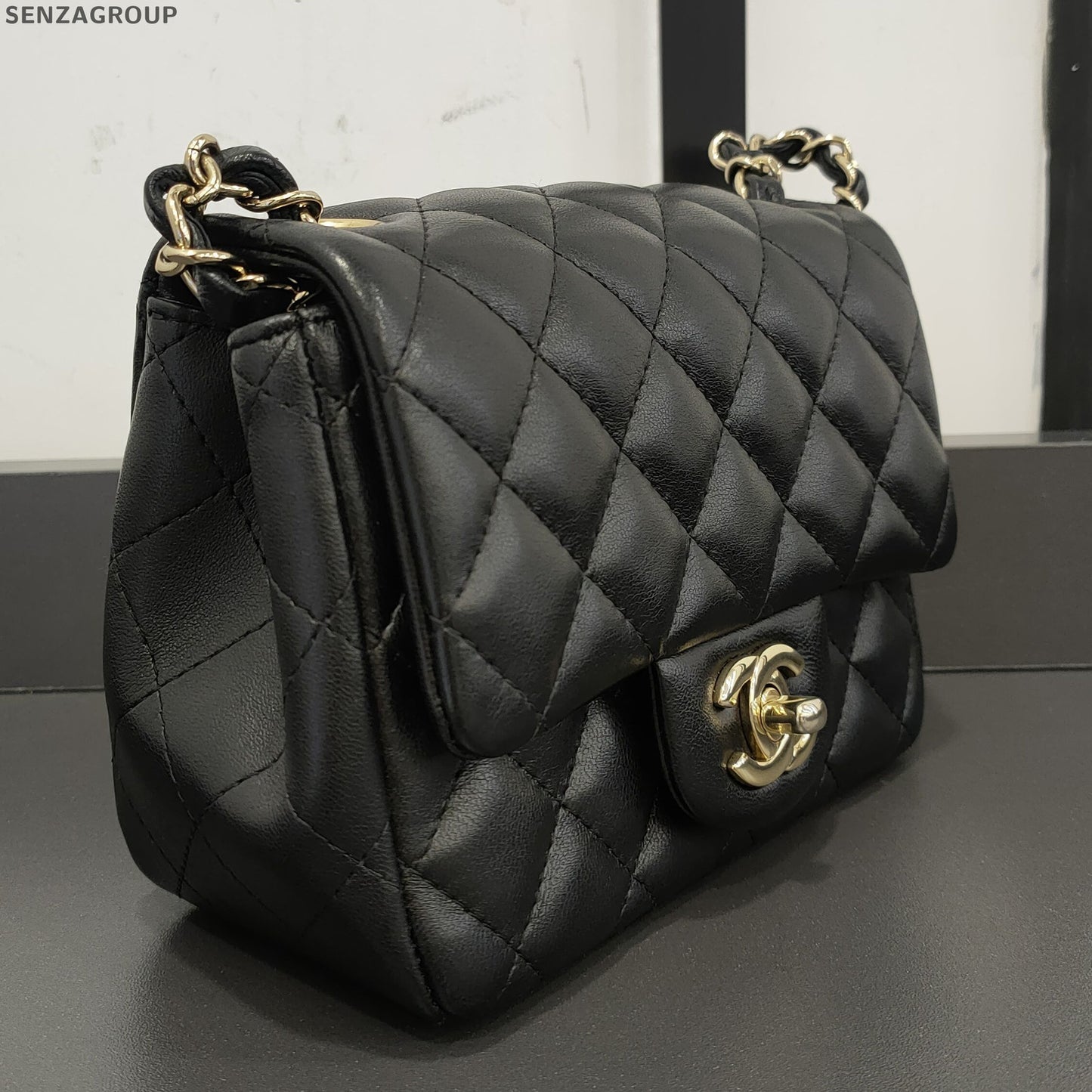 Chanel Classic Flap Black Gold Lambskin Quilted Shoulder Crossbody Bag
