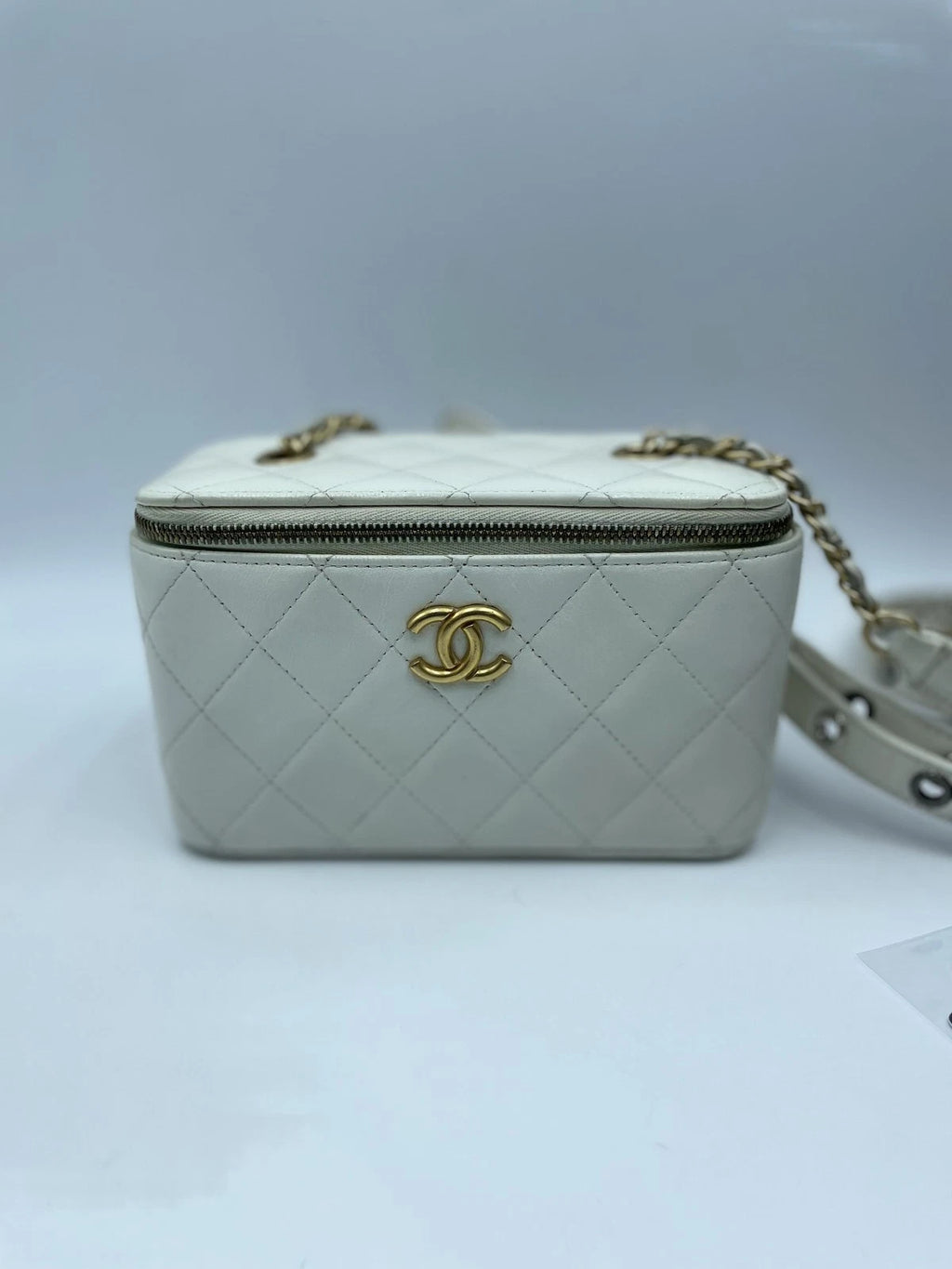 CHANEL White Gold Makeup Case Crossbody For Women