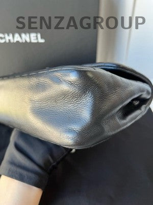 Chanel Black Silver CF Quilted Chain Shoulder Crossbody Bag for Women