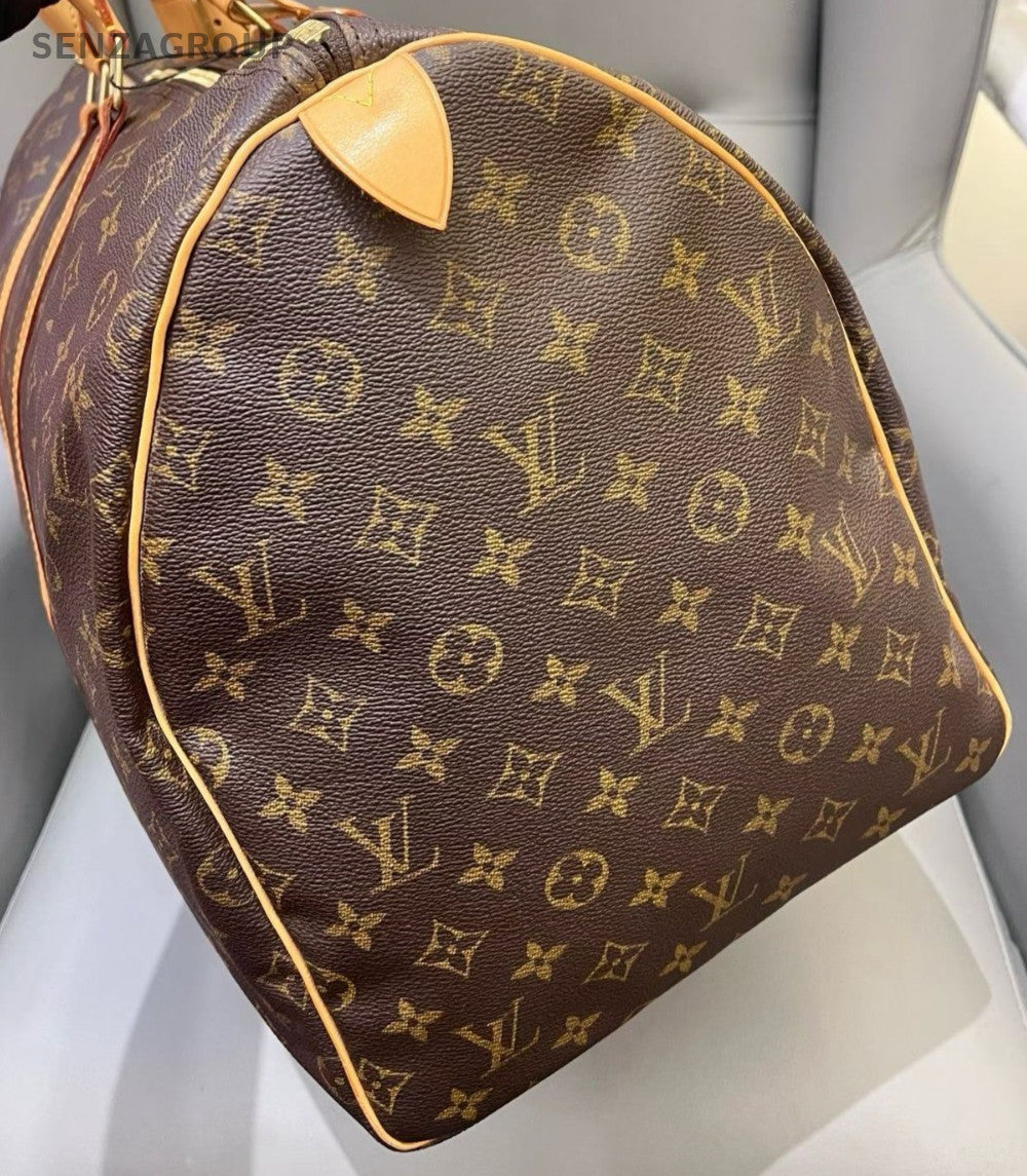 Louis Vuitton Keepall Monogram Top Handle Bag Brown Gold Used Women Classic