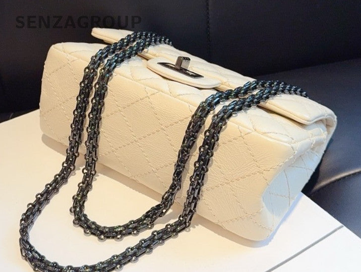 CHANEL 2.55 Chain Shoulder bag Cream White Crossbody Women Almost Brand NEW