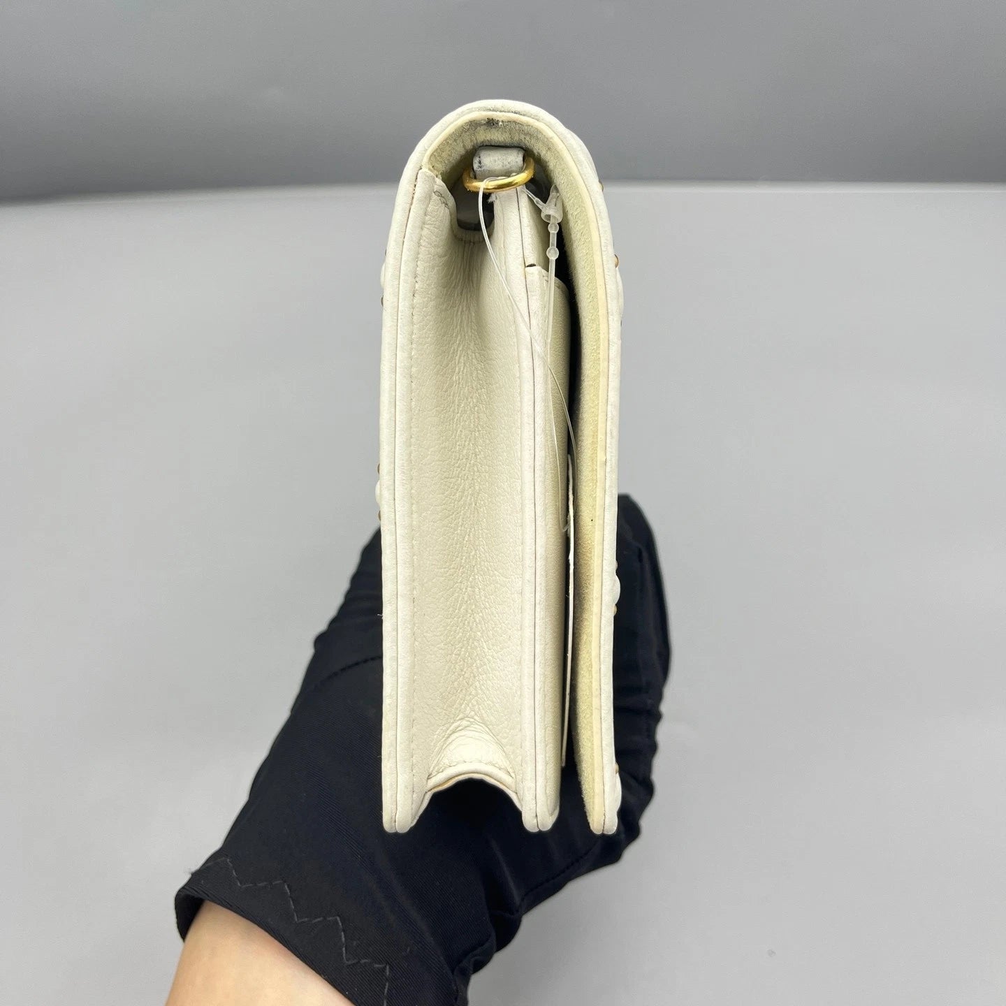 Dior Leather Studded Shield White Clutch Bag For Women