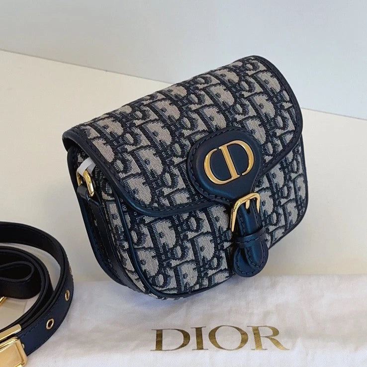Dior Saddle Gold Navy Shoulder Bag Crossbody Excellent