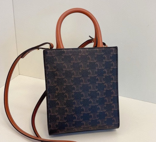 Celine Triomphe Tote Mini Top Handle Shoulder Crossbody Black Women Classic