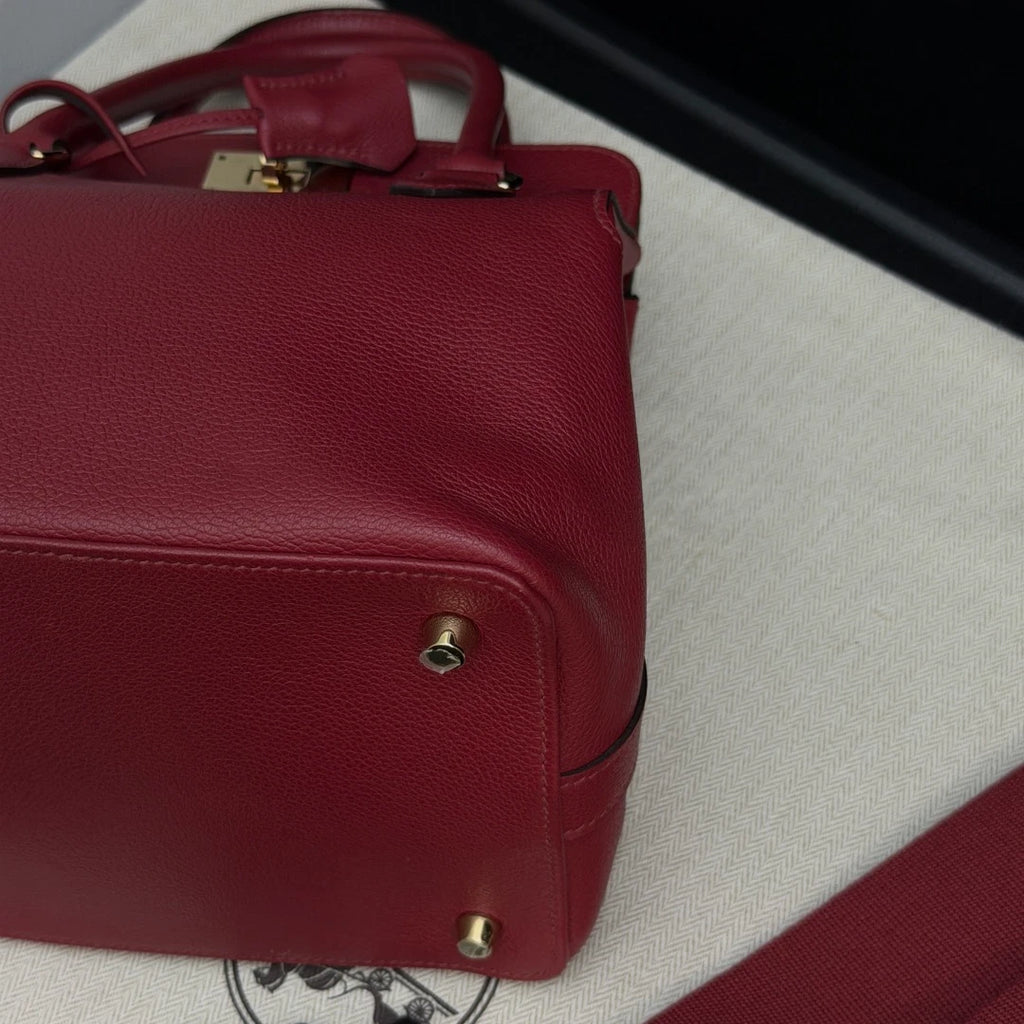 Hermes Tool Box20 Red Gold Hardware 2Way Top Handle Bag Crossbody
