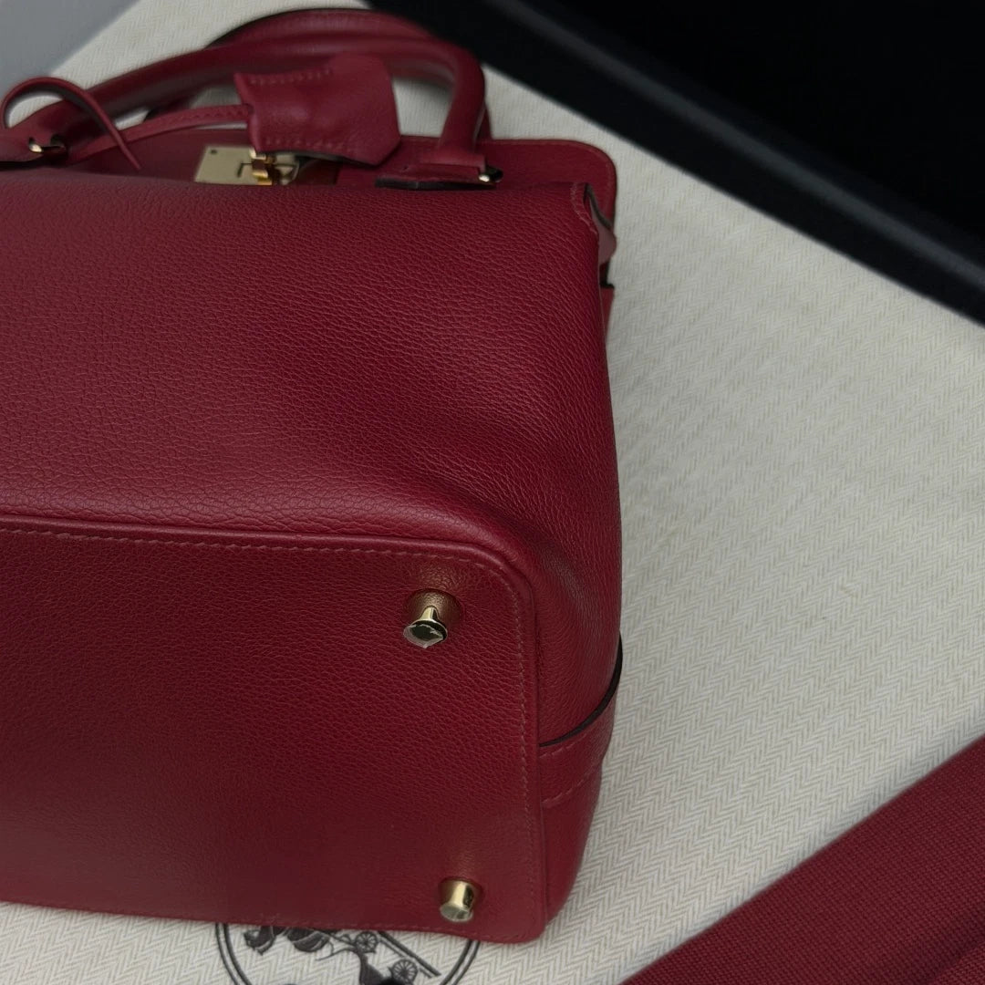 Hermes Tool Box20 Red Gold Hardware 2Way Top Handle Bag Crossbody