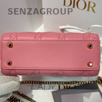 Dior Lady Dior Cannage Pink Gold Chain Shoulder Bag