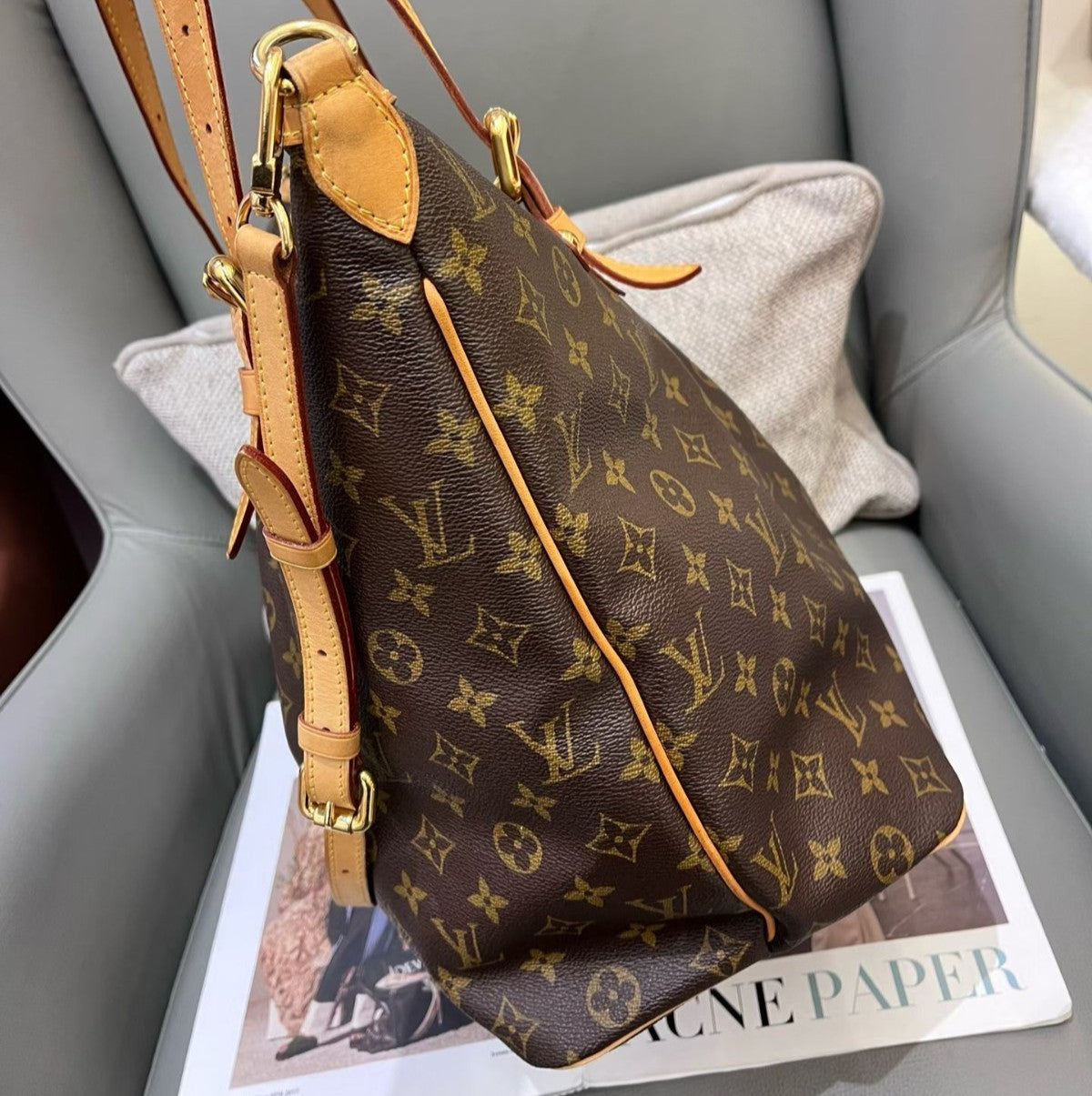 Louis Vuitton Palermo GM Monogram Crossbody Shoulder Bag Brown Gold Women