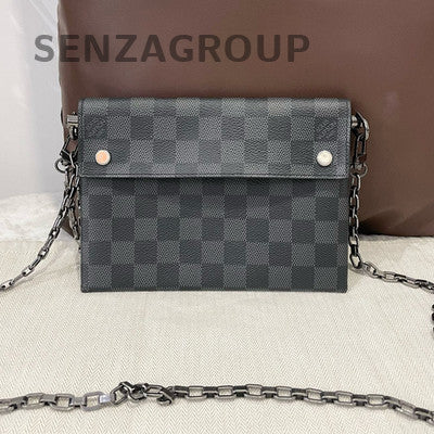 Louis Vuitton Damier Graphite Medium Chain Shoulder Crossbody Bag Black Silver