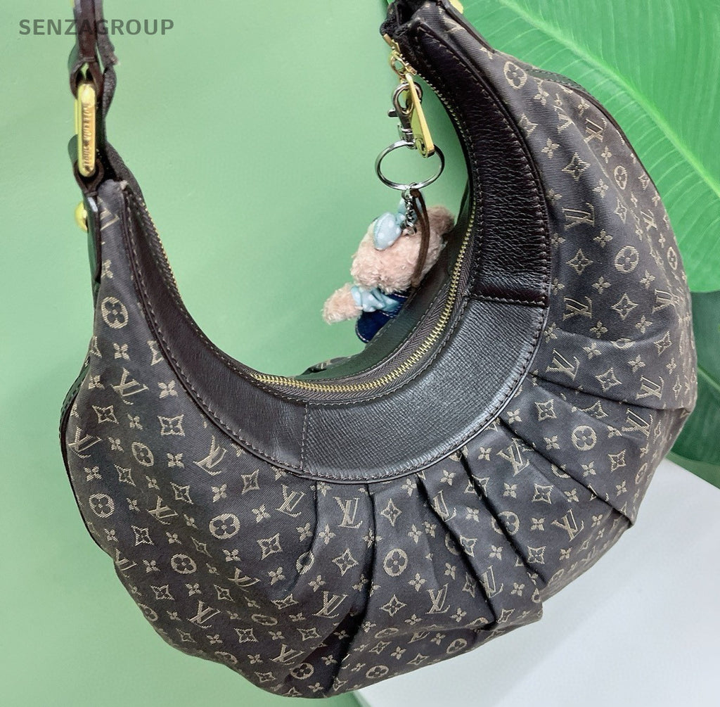 Louis Vuitton Denim Monogram Shoulder Bag Brown Gold Used Women Classic