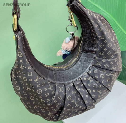 Louis Vuitton Denim Monogram Shoulder Bag Brown Gold Used Women Classic
