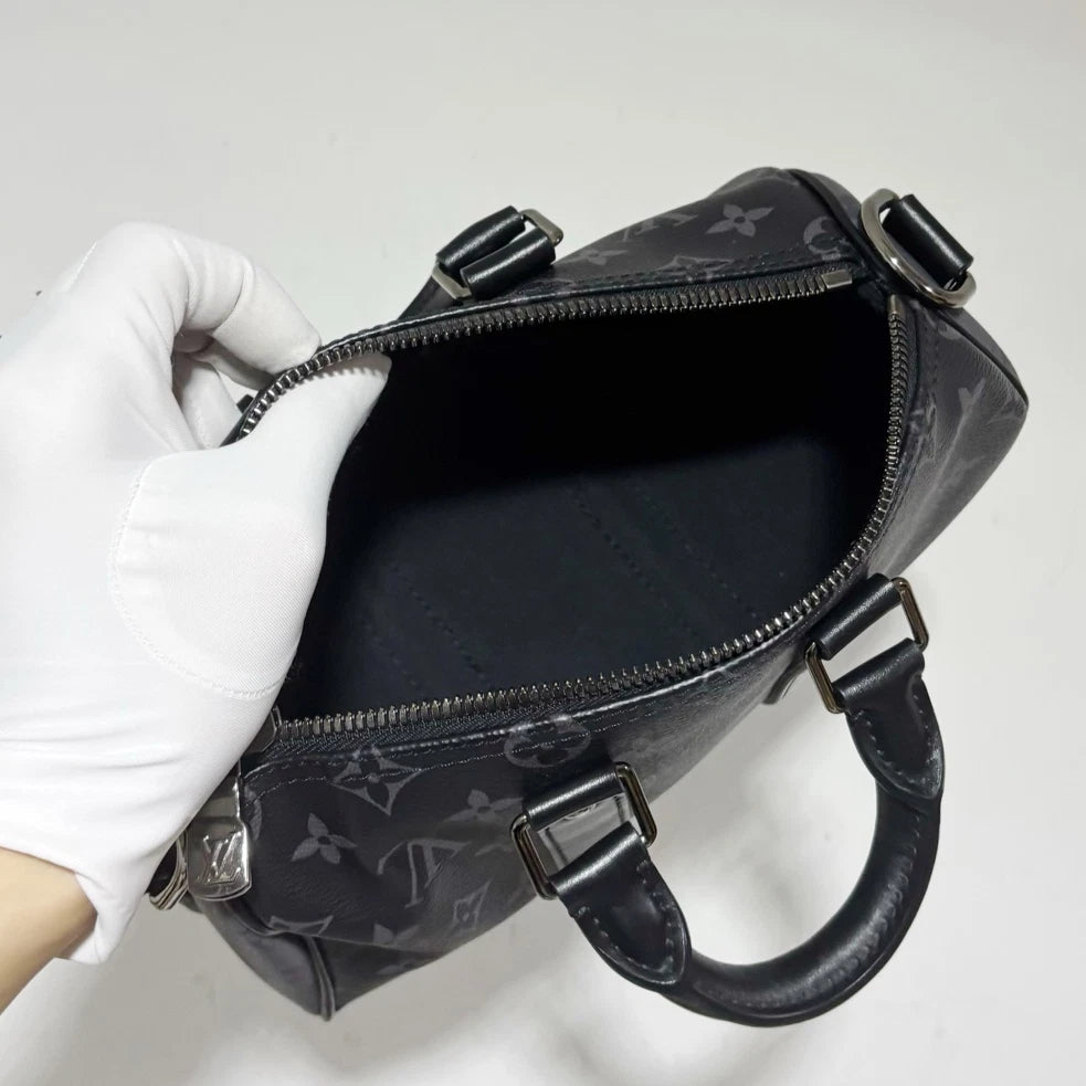 Louis Vuitton Keepall25 Monogram Top Handle Bag Crossbody Black Unisex Adults