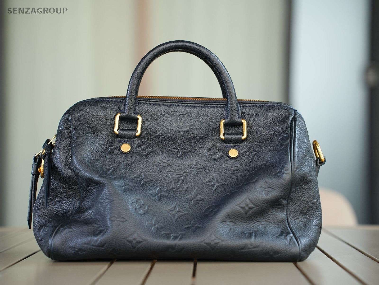 Louis Vuitton Speedy25 Monogram Empreinte 2way Shoulder Handbag Navy