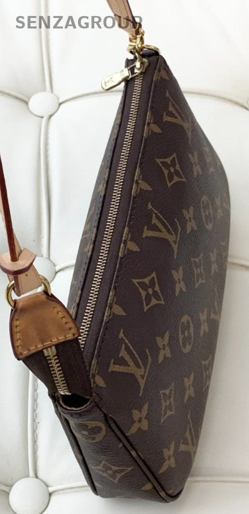 Louis Vuitton Monogram 2Way Handbag Shoulder Bag Brown Gold Used Women Classic