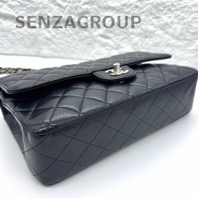 Chanel Classic Flap Medium Black Silver Chain Quilted Shoulder Bag Women