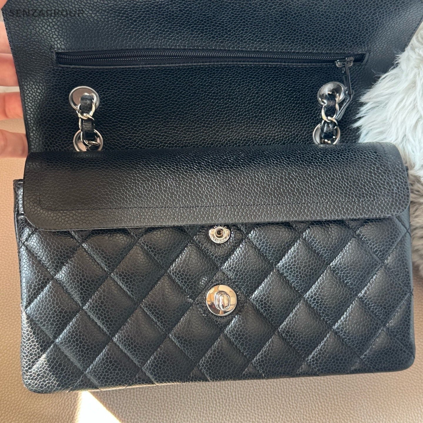 Chanel Classic Flap PM Chain Shoulder Bag Black Gold Women Fashion Diamond
