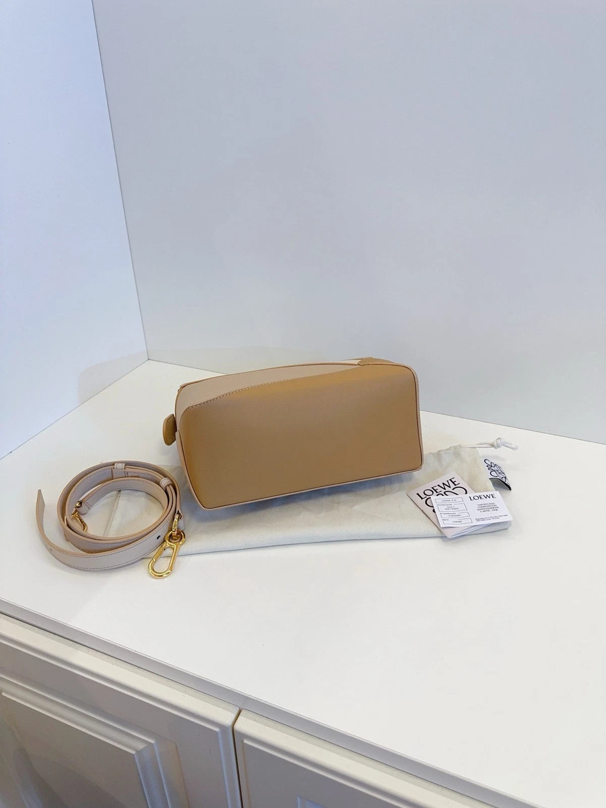 Loewe Puzzle Small Calfskin Handbag Crossbody Bag Oat Milk Tea Tricolor Classic
