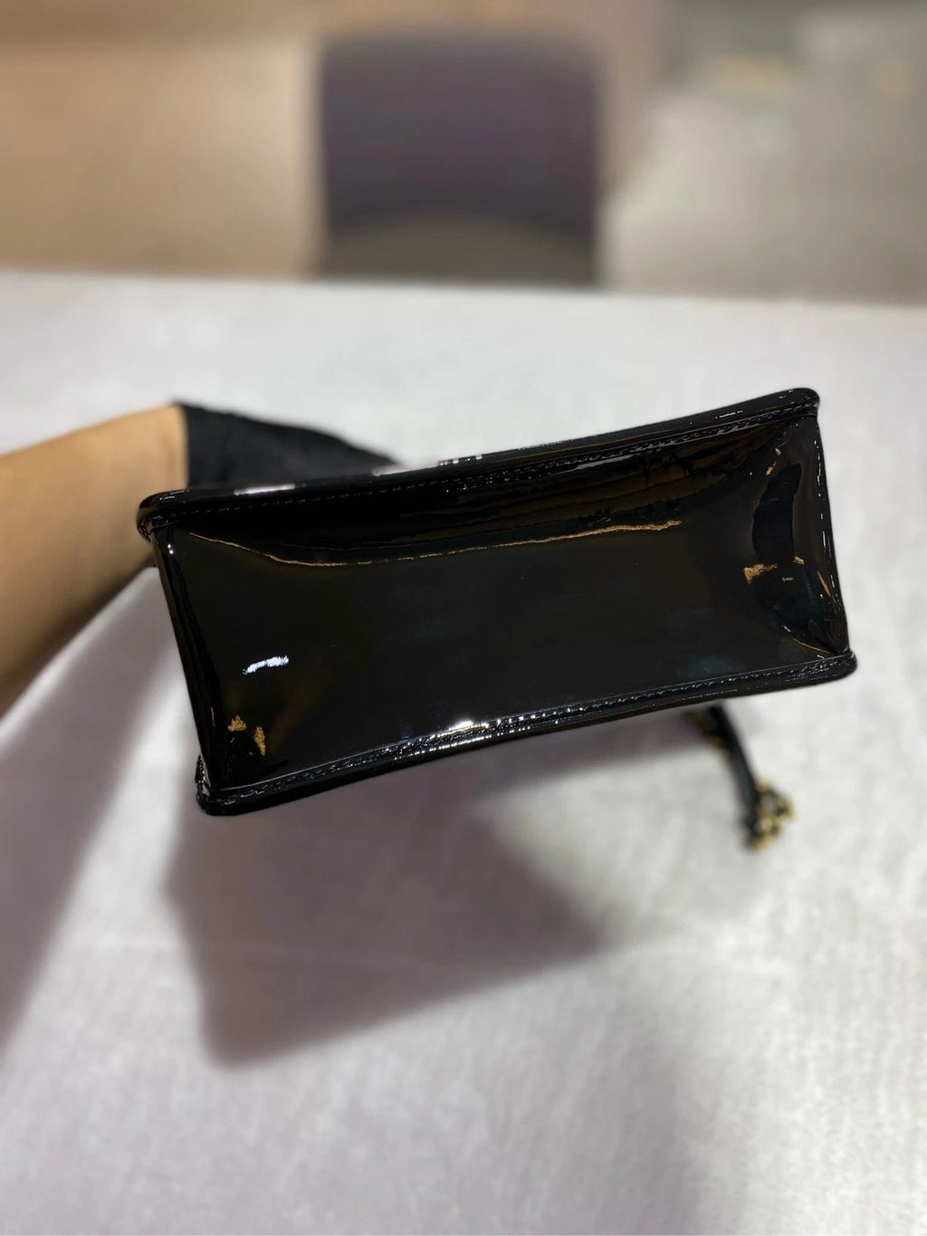 Chanel Patent Leather Square Handbag Shoulder Crossbody Bag Women