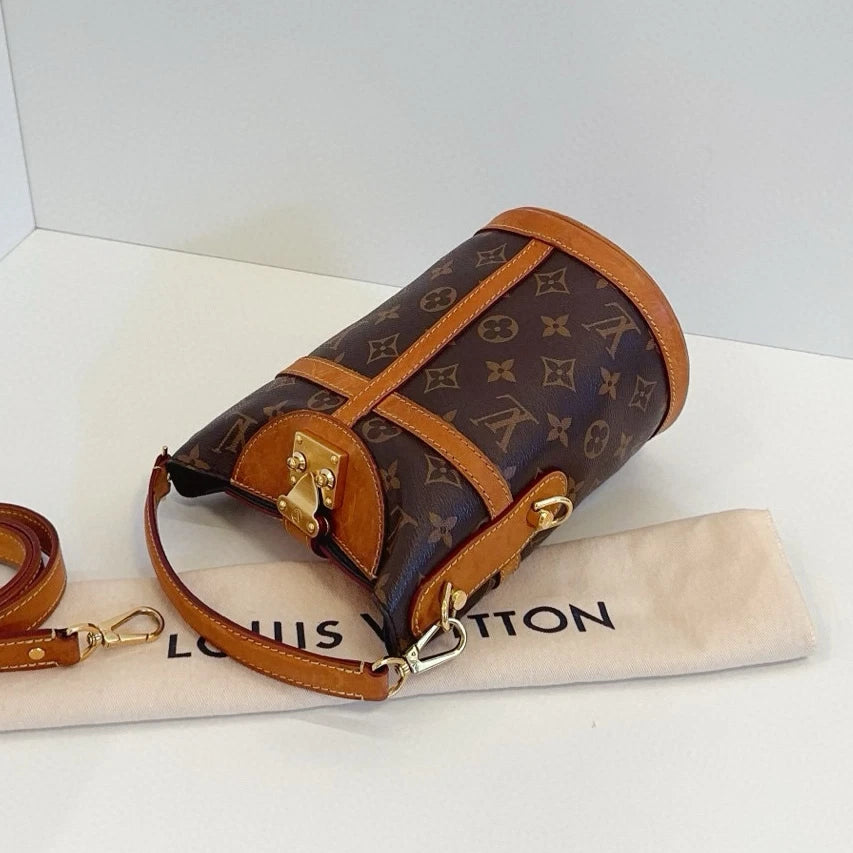 Louis Vuitton Duffle Bag Monogram Top Handle Shoulder Crossbody Brown Gold