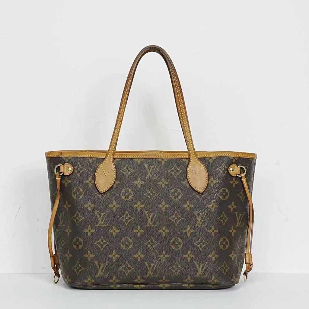 Louis Vuitton Neverfull Small Monogram Canvas Leather Tote Bag For Women