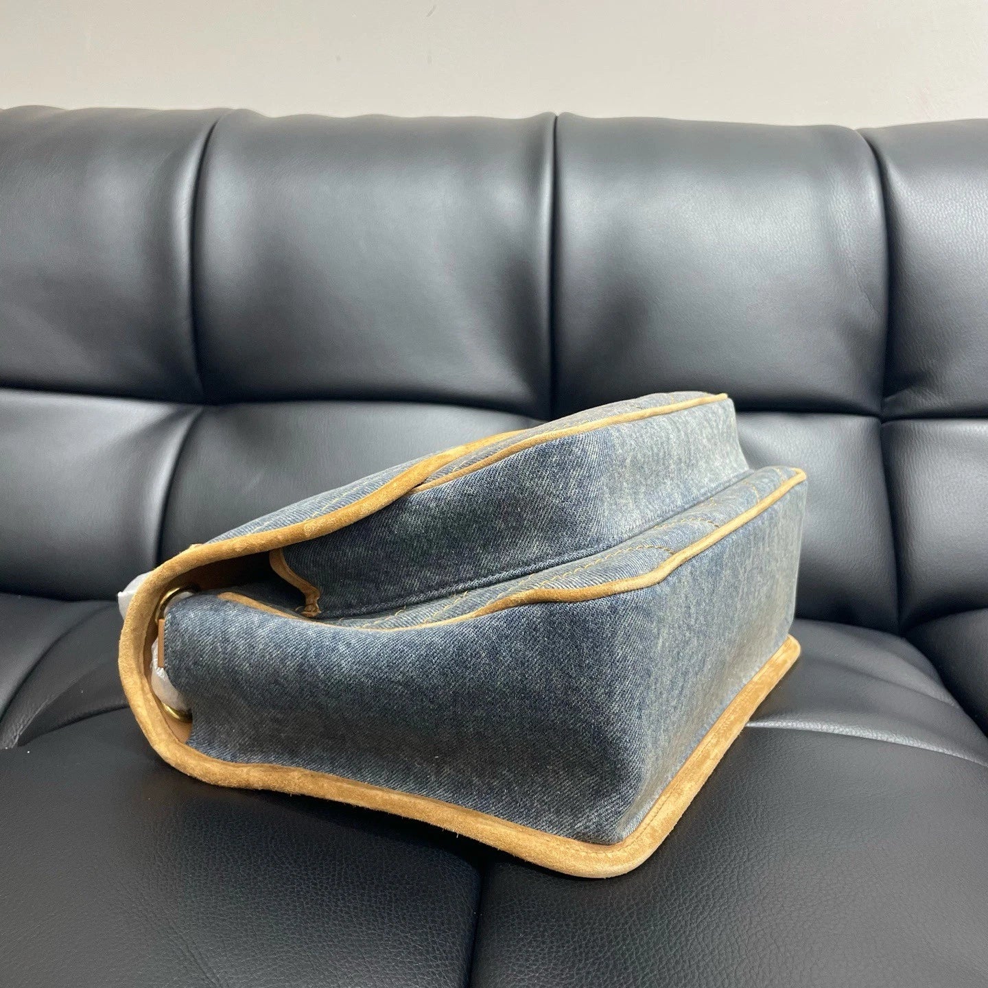 Saint Laurent Niki Gold Blue Shoulder Bag Excellent