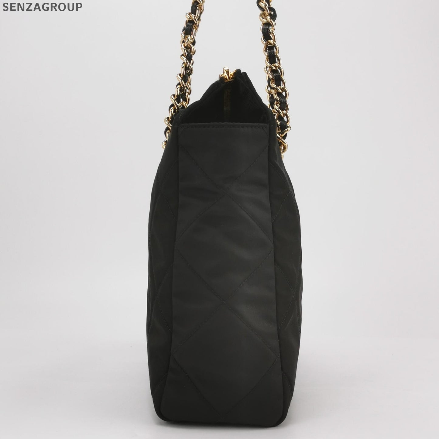 Prada Black Gold Parachute Chain Shoulder Bag Classic Women