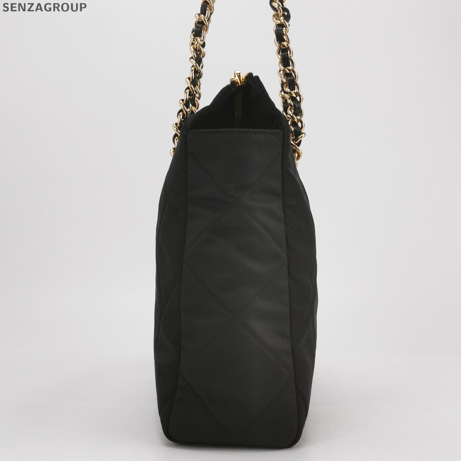 Prada Black Gold Parachute Chain Shoulder Bag Classic Women