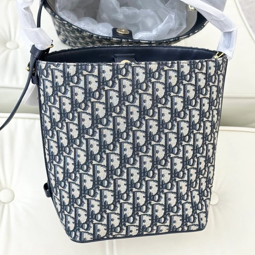 Christian Dior Star Bucket PM Monogram Shoulder Crossbody Bag Blue Women S