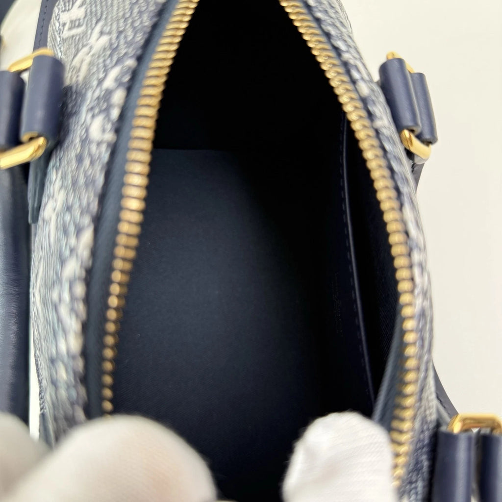 Louis Vuitton Speedy 20 Handbag Crossbody Bag Navy Blue Monogram