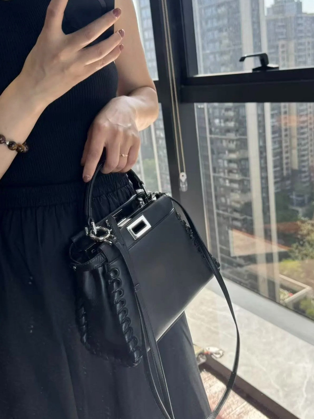 FENDI mini Peekaboo Limited Edition Knitted binding tape 2WAY Shoulder Handbag
