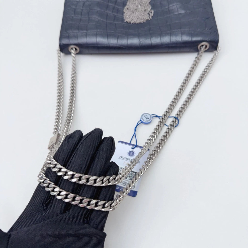 Saint Laurent Kate MM Tassel Calfskin Chain Shoulder Bag Black Women