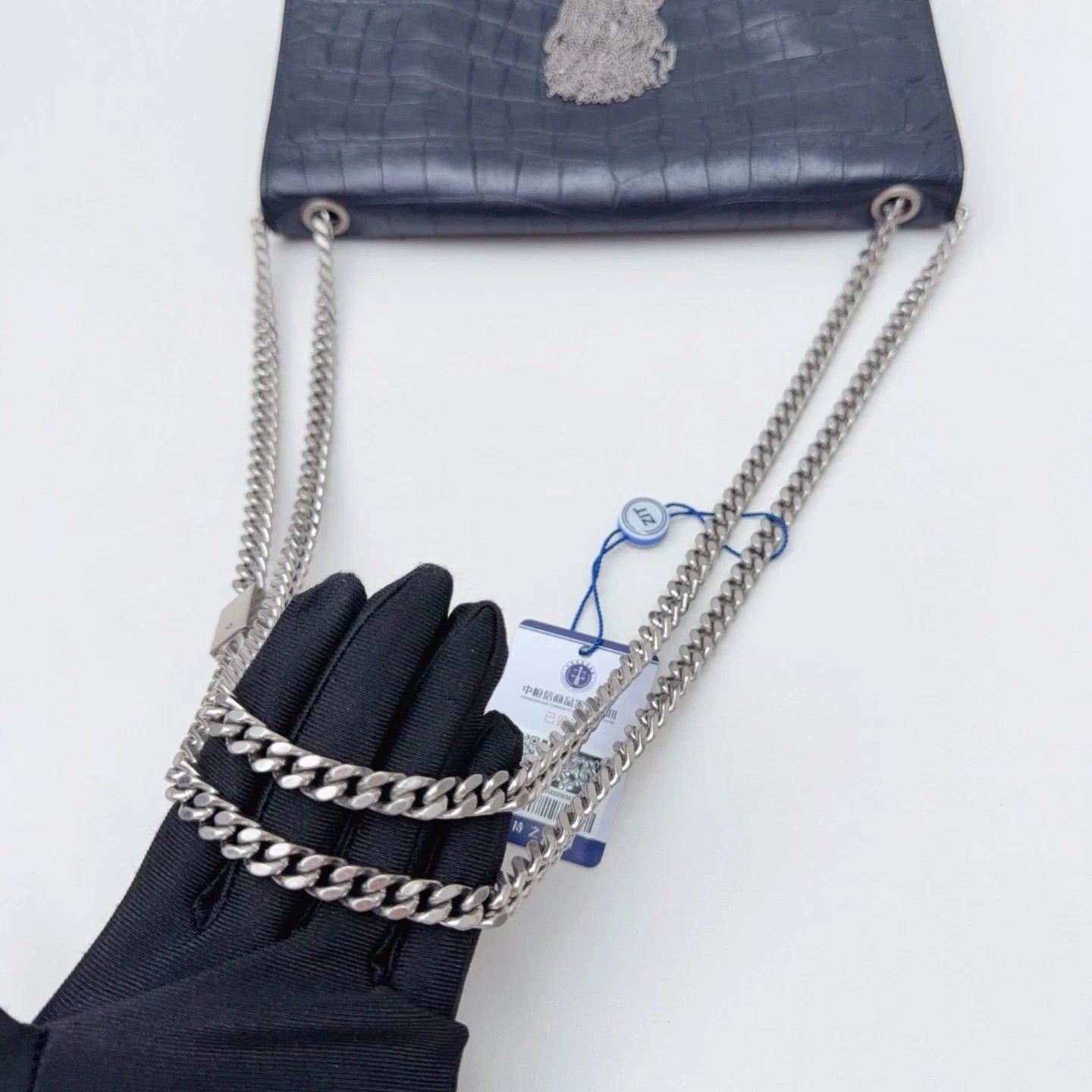 Saint Laurent Kate MM Tassel Calfskin Chain Shoulder Bag Black Women