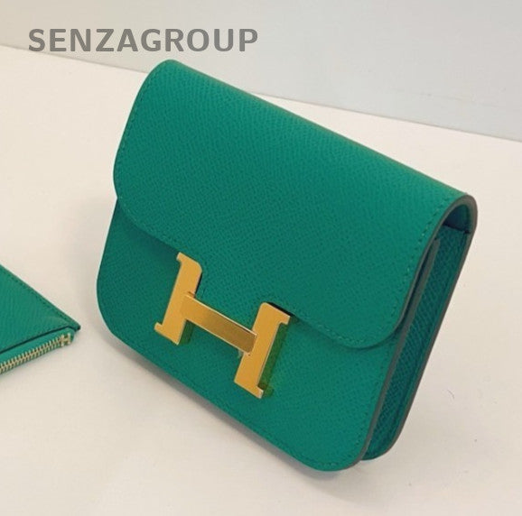 Hermes Constance Slim Purse Epsom Leather Green Almost Brand NEW Women