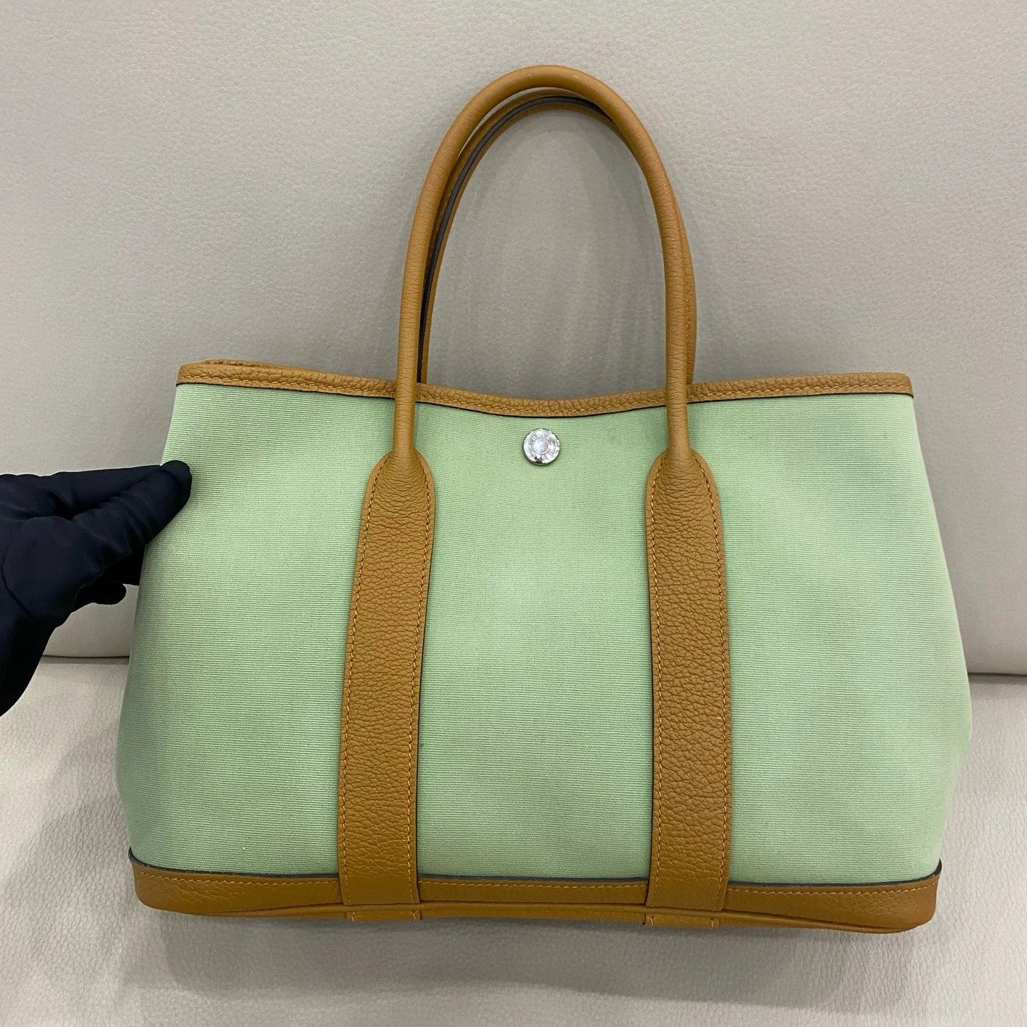 Hermes Garden Party30 Canvas Colorblock Tote Handbag For Women